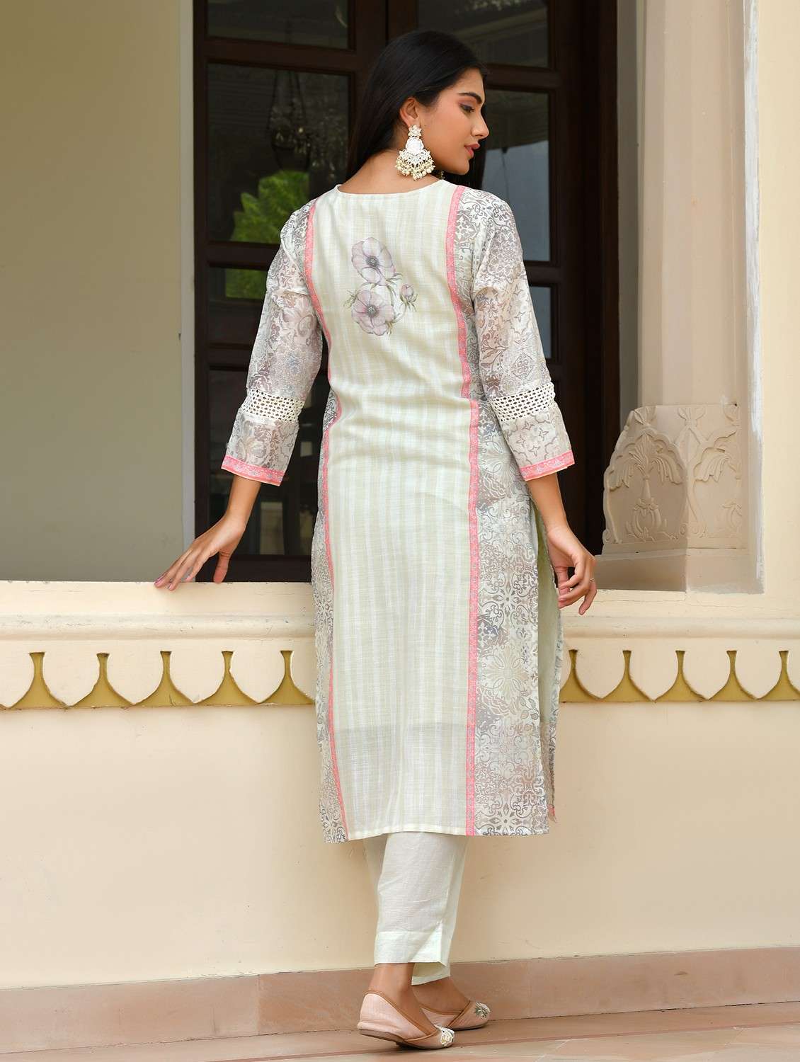 women floral three quarter sleeve kurta pant with dupatta set - 22084010 - Standard Image - 2
