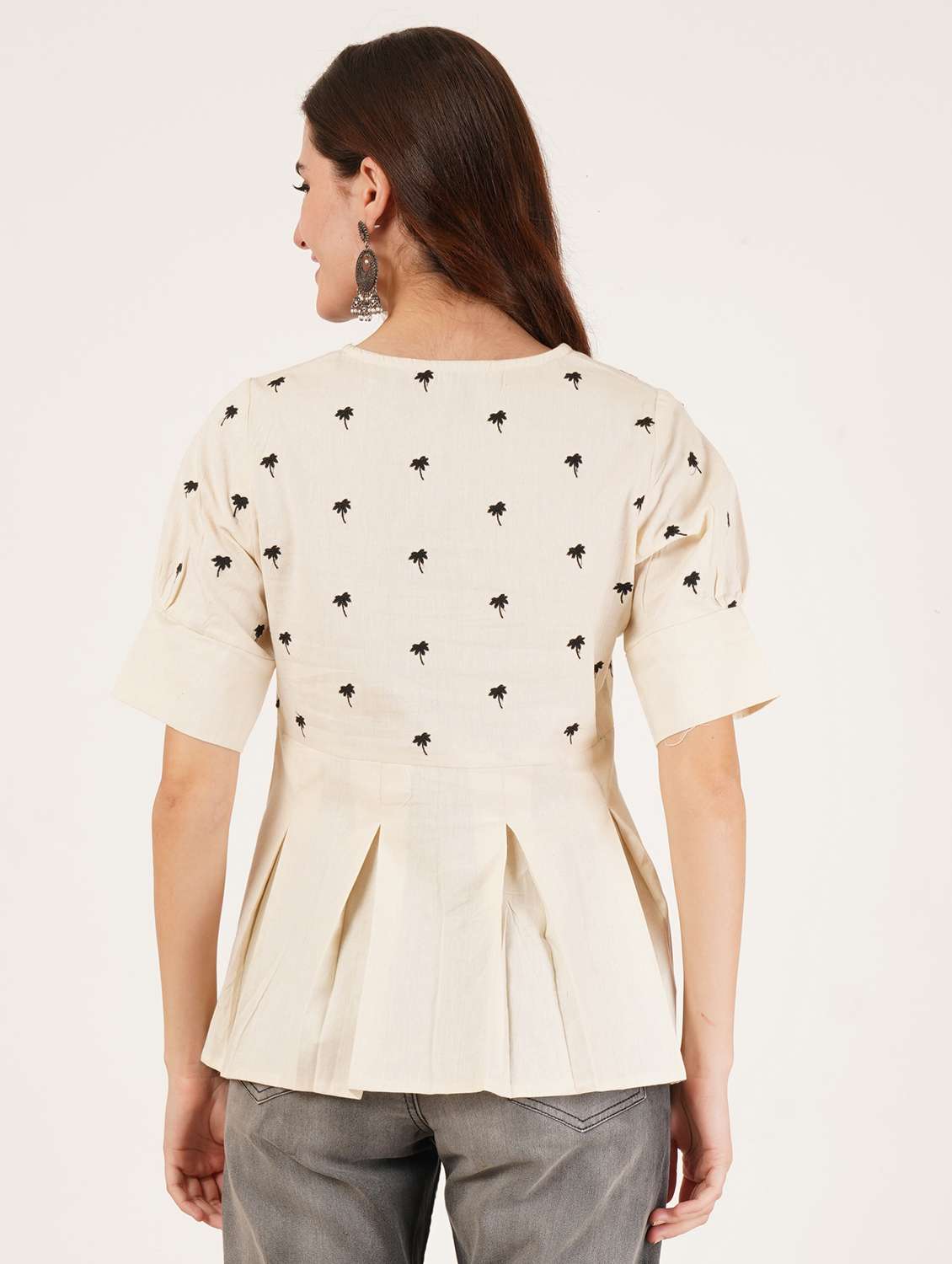 women embroidered short sleeve a-line top - 22084065 -  Standard Image - 2