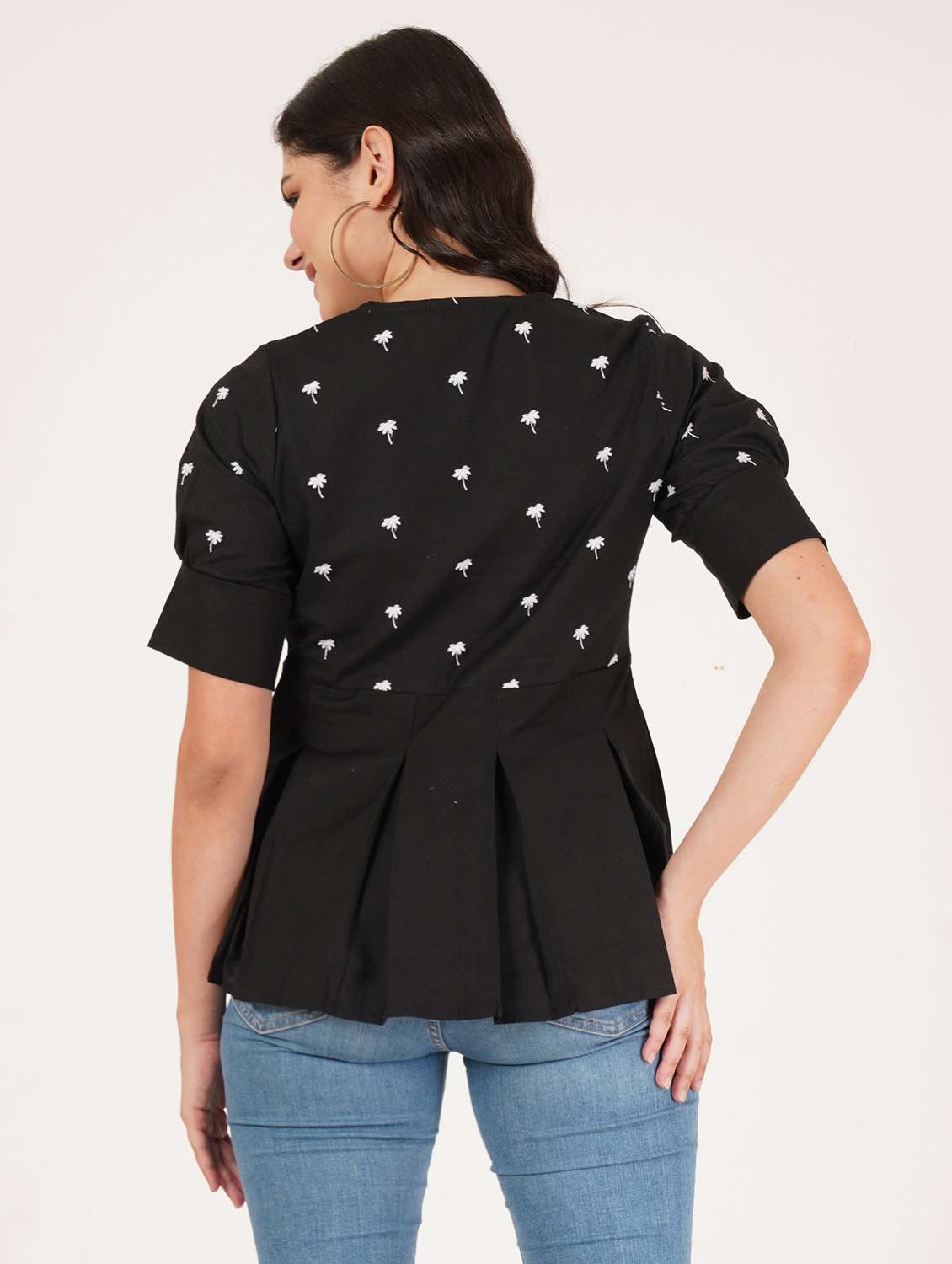 women embroidered short sleeve a-line top - 22084066 -  Standard Image - 2