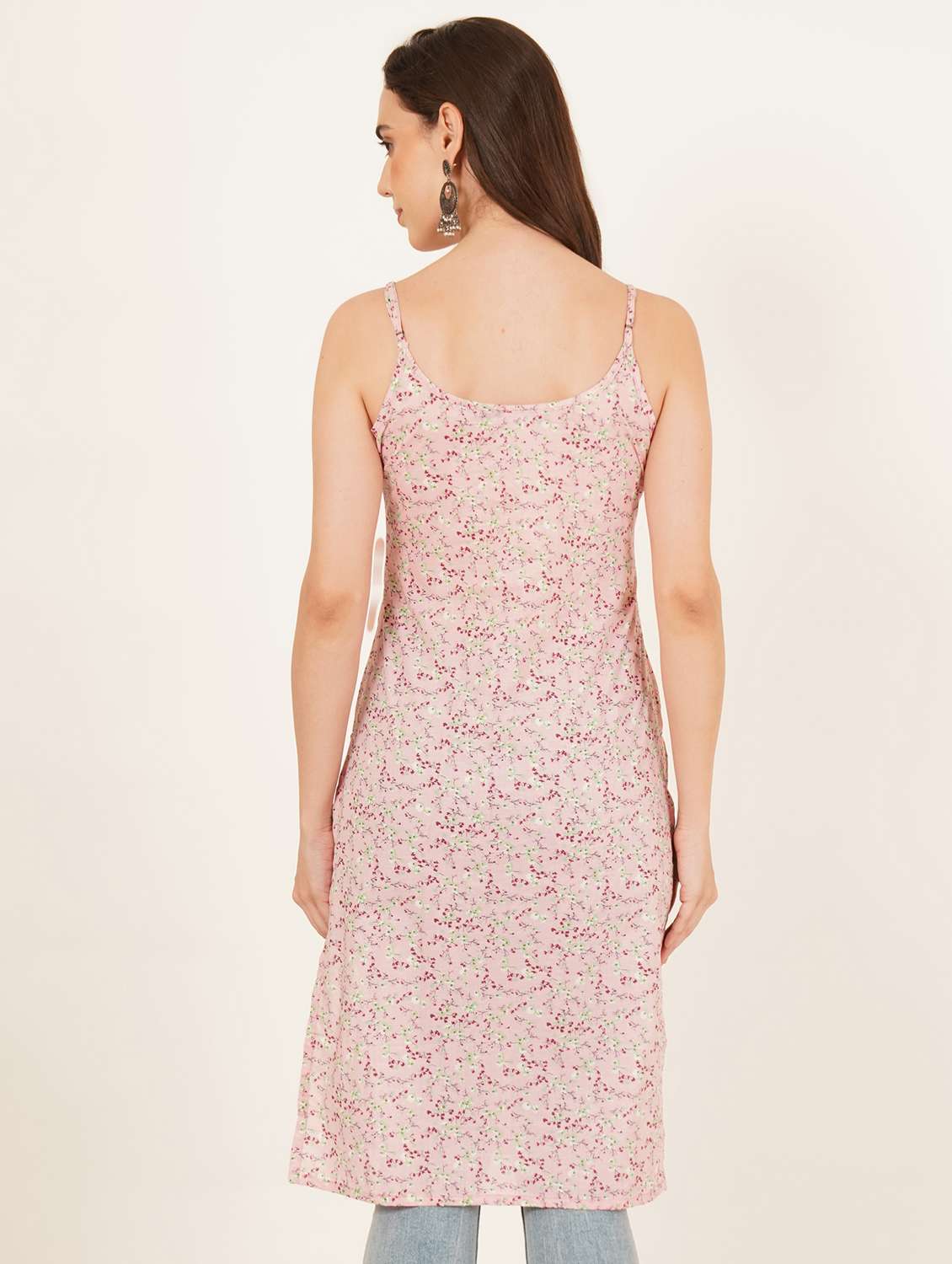 women floral printed shoulder strap straight kurti - 22084087 -  Standard Image - 2