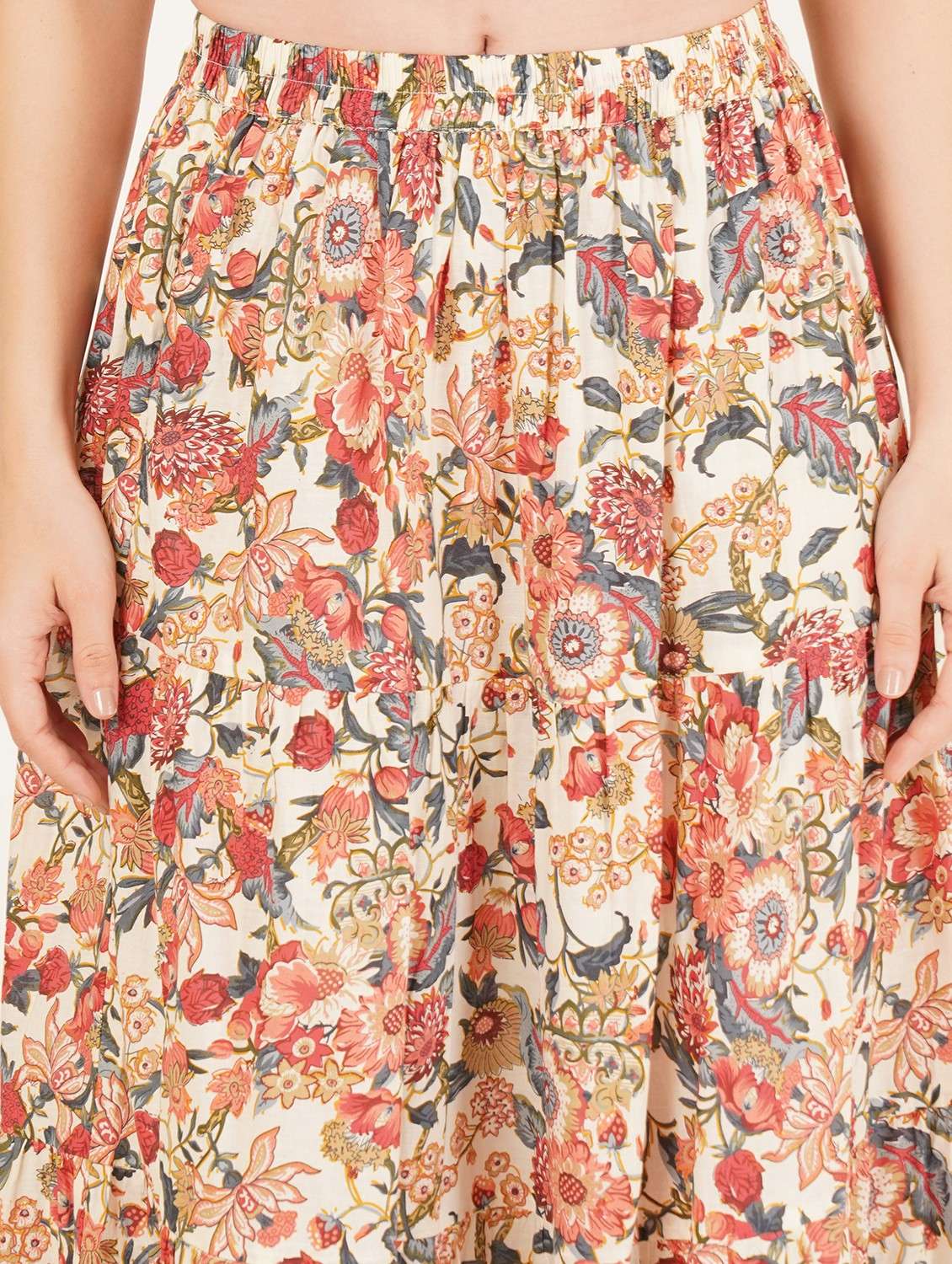 women printed high rise tiered skirt - 22084095 - Standard Image - 2