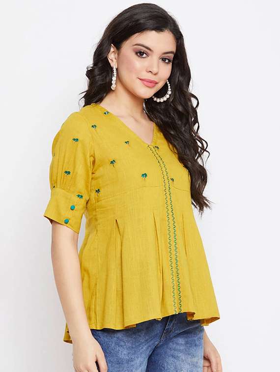 women embroidered puff sleeve peplum top - 22084103 -  Standard Image - 2