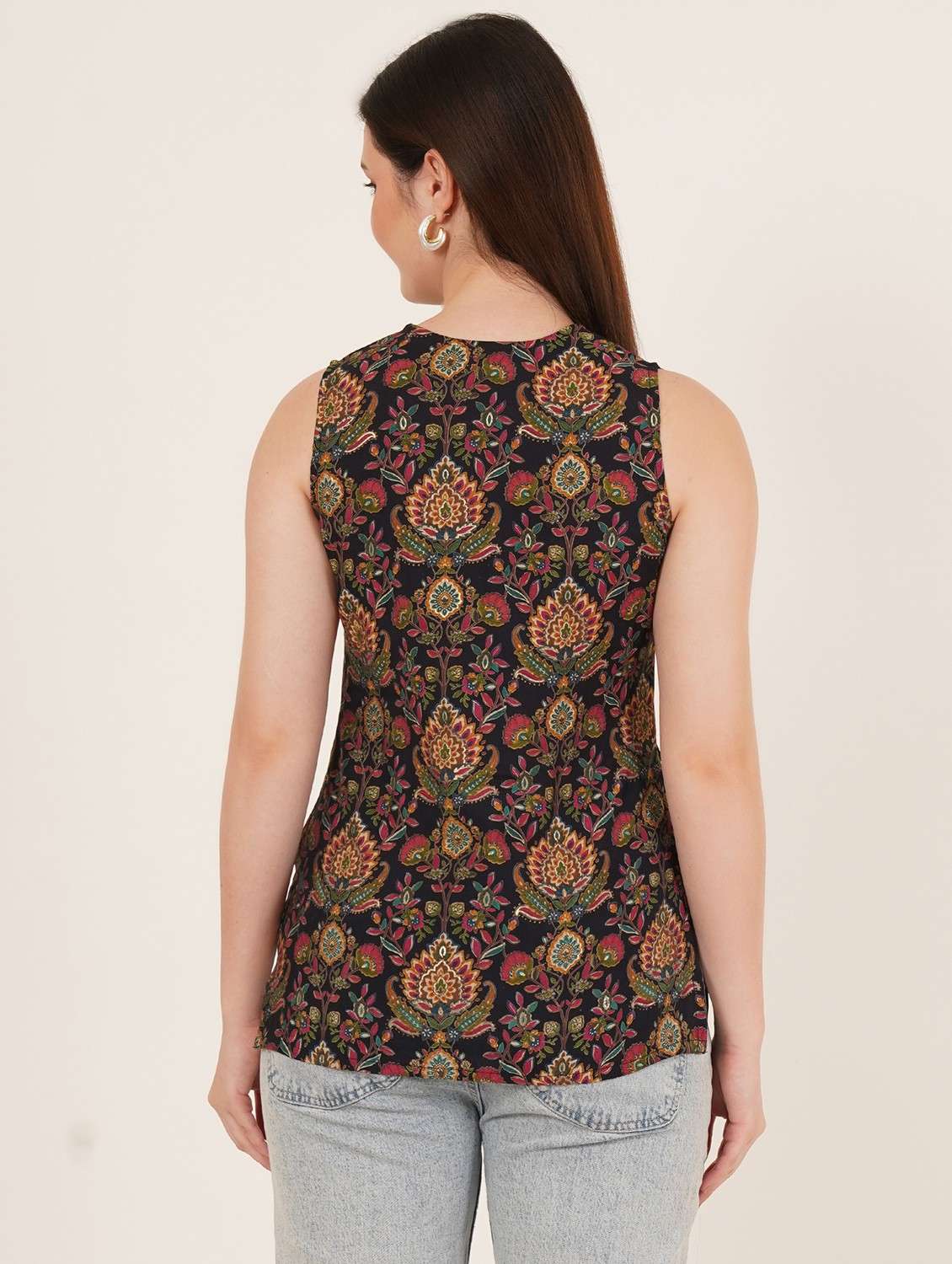 women printed sleeveless straight kurti - 22084121 -  Standard Image - 2