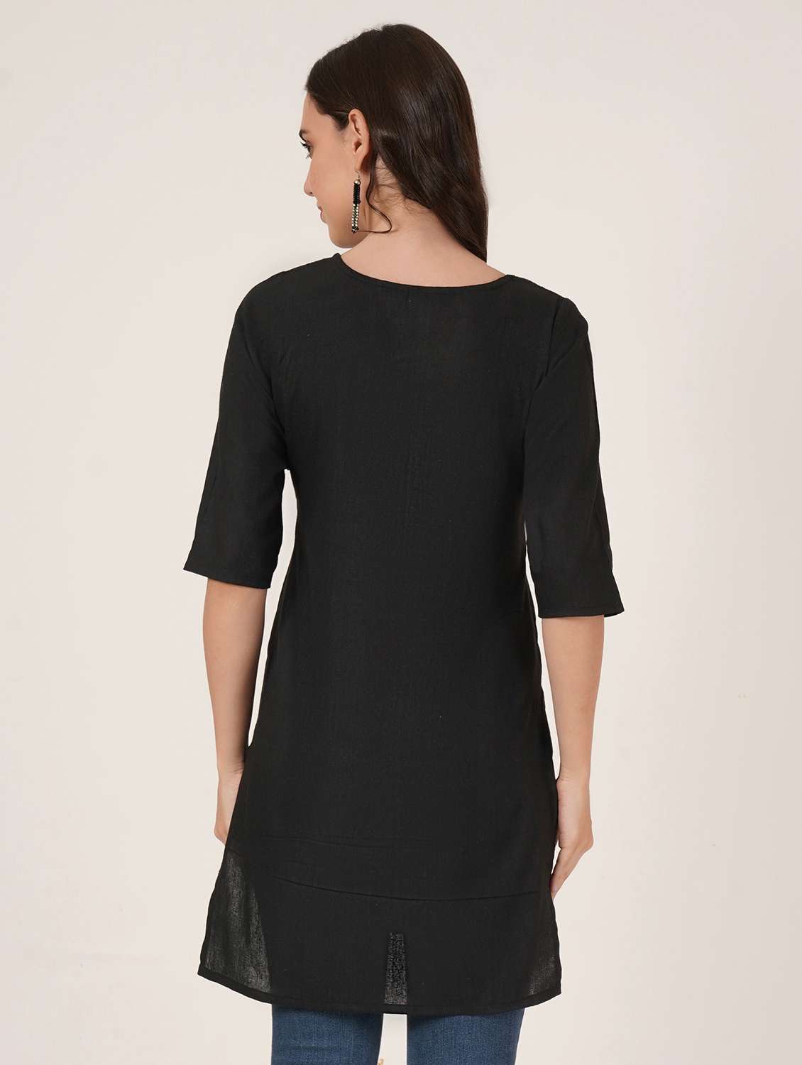 women embroidered three quarter sleeve straight kurti - 22084160 -  Standard Image - 2