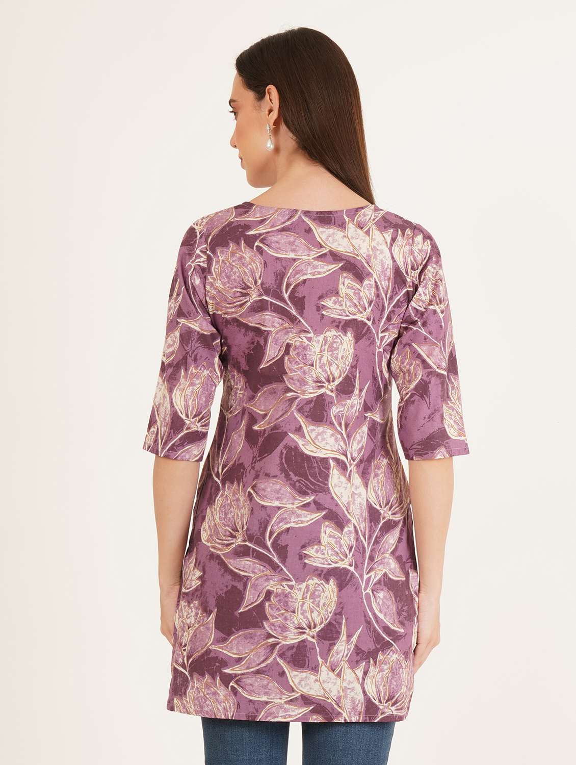 women printed three quarter sleeve straight kurti - 22084181 -  Standard Image - 2