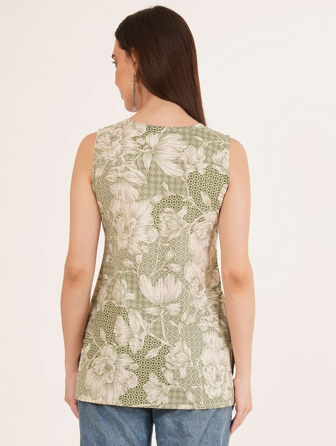 women floral printed sleeveless straight kurti - 22084191 -  Standard Image - 2