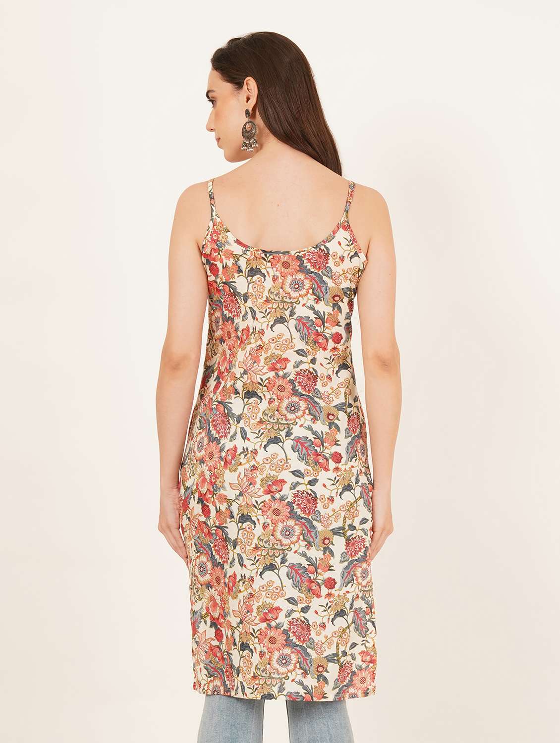 women floral printed sleeveless straight kurta - 22084200 - Standard Image - 2