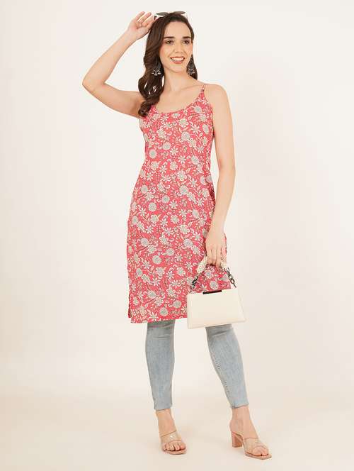 women floral printed sleeveless straight kurta - 22084204 -  Standard Image - 0