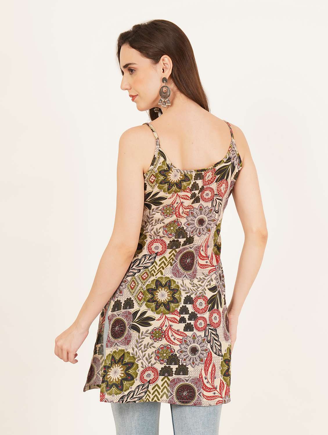 women printed sleeveless straight kurti - 22084207 - Standard Image - 2