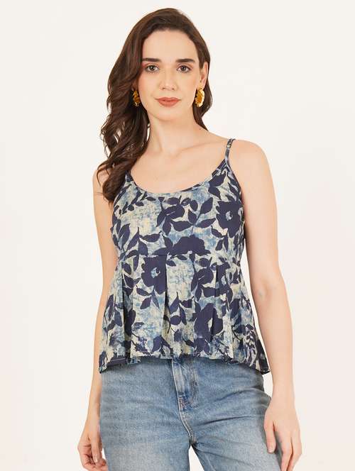 women printed shoulder strap a-line top - 22084231 -  Standard Image - 0