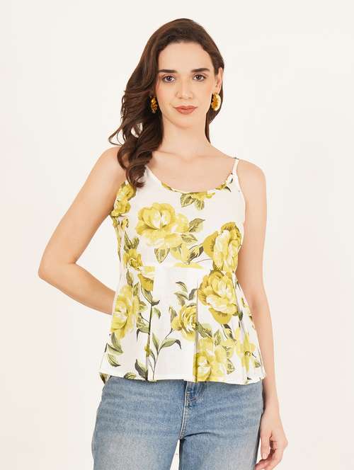 women printed shoulder strap a-line top - 22084232 -  Standard Image - 0