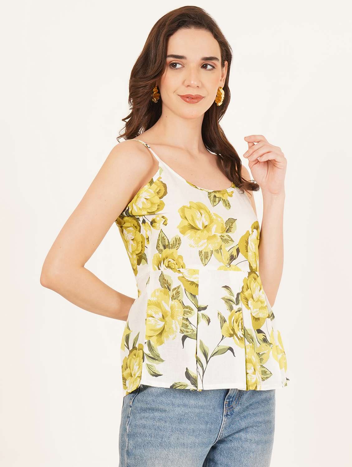 women printed shoulder strap a-line top - 22084232 - Standard Image - 2