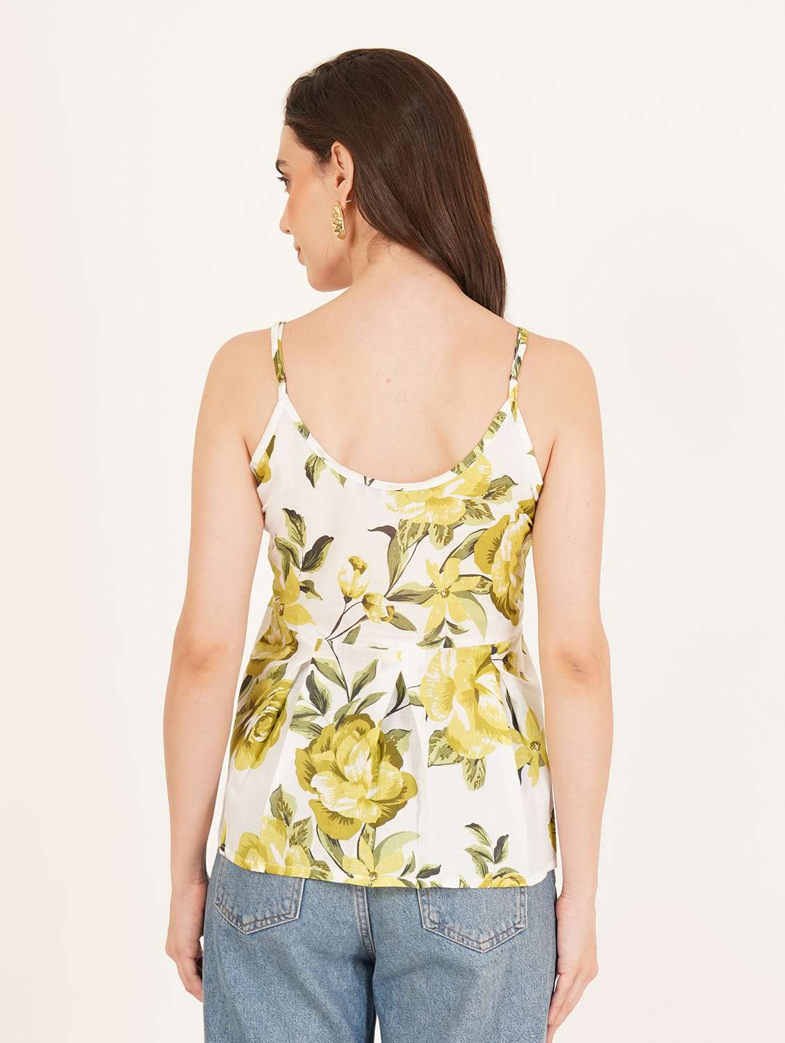 Women Printed Shoulder Strap A Line Top