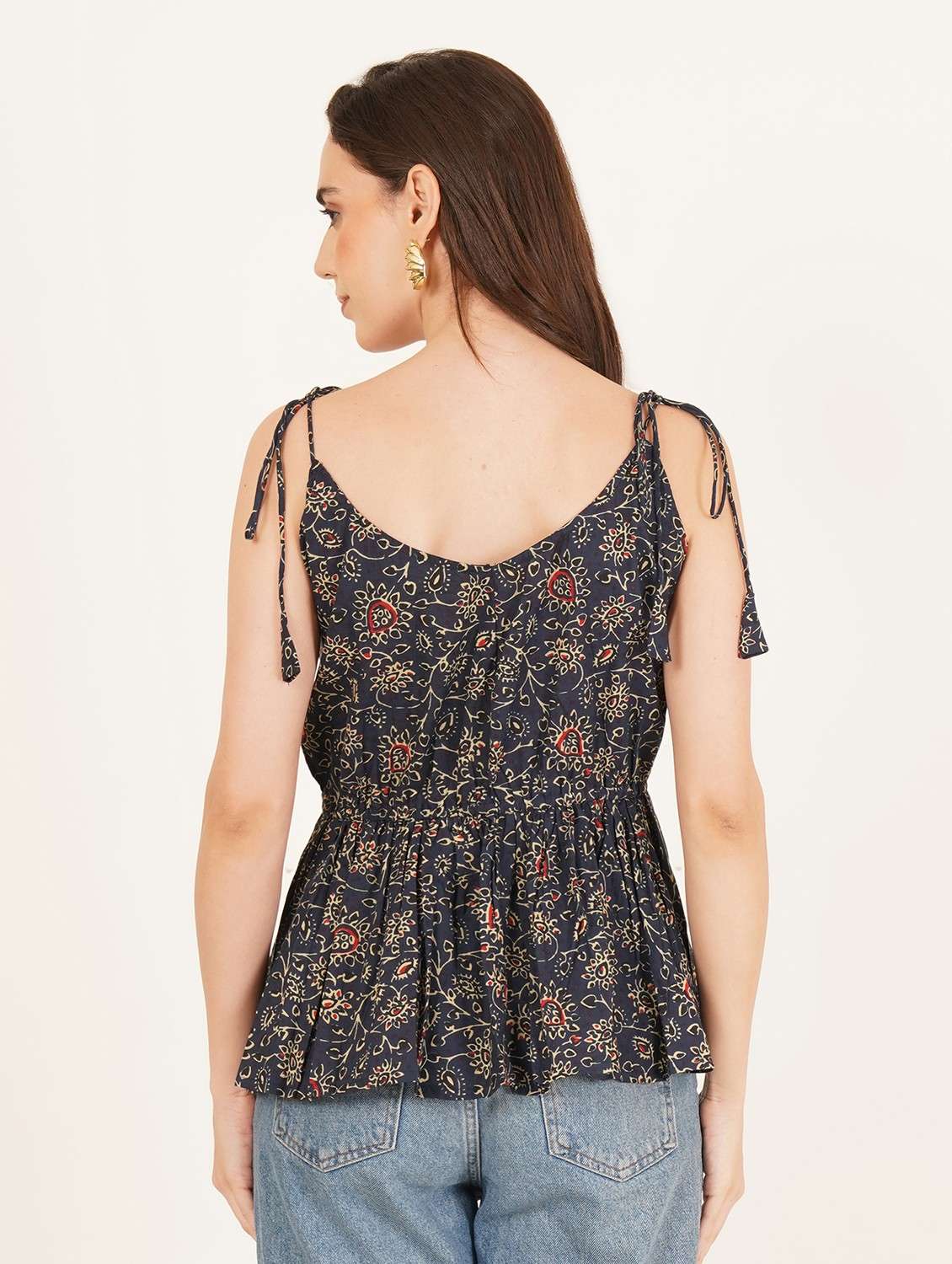 women printed shoulder strap a-line top - 22084235 -  Standard Image - 2