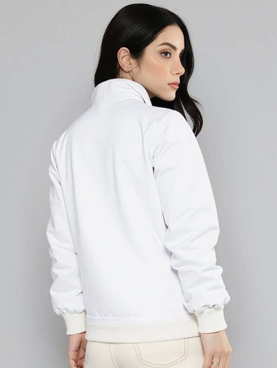 women white solid long sleeve bomber jacket - 22084553 - Standard Image - 2