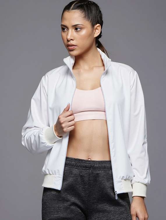 women white solid long sleeve bomber jacket - 22084559 - Zoom Image - 0