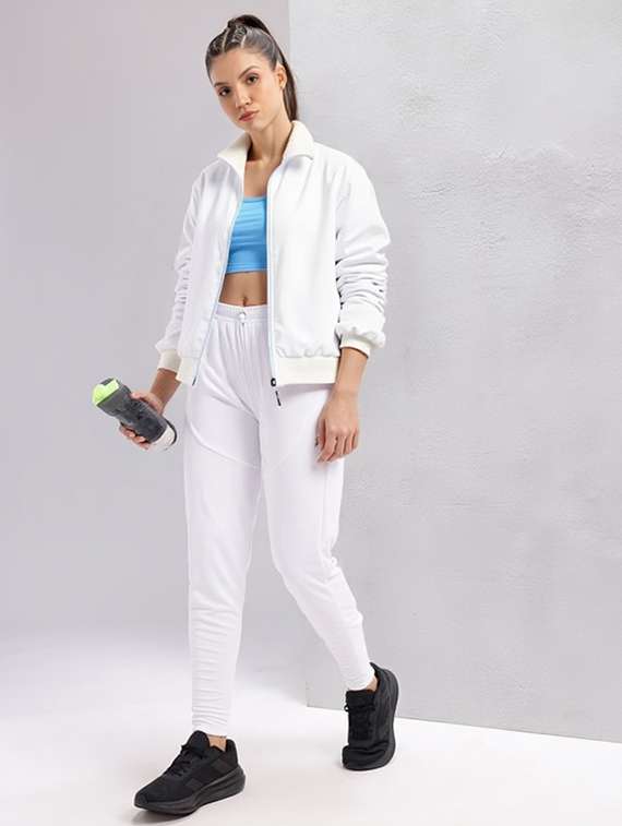 women white solid long sleeve bomber jacket - 22084560 - Standard Image - 2