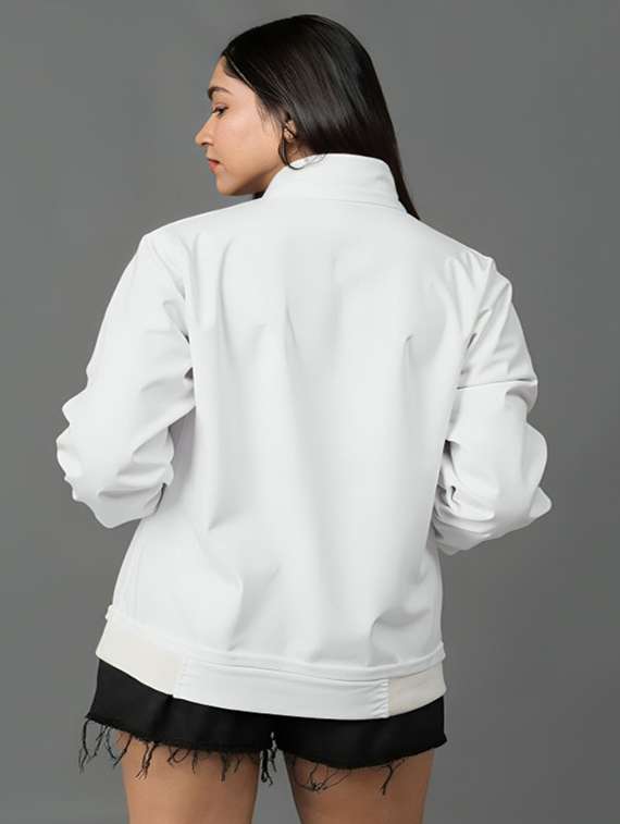 women white solid long sleeve bomber jacket - 22084561 - Standard Image - 2