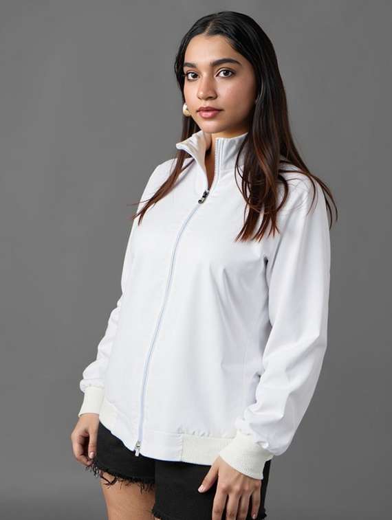women white solid long sleeve bomber jacket - 22084561 - Standard Image - 2