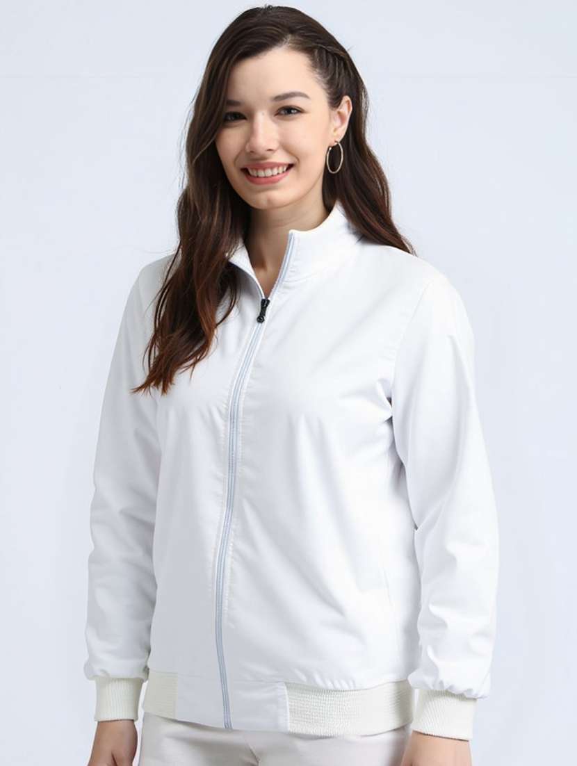 women white solid long sleeve bomber jacket - 22084562 -  Zoom Image - 0