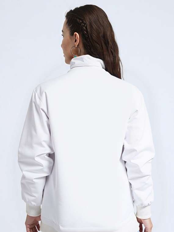 women white solid long sleeve bomber jacket - 22084562 - Standard Image - 2