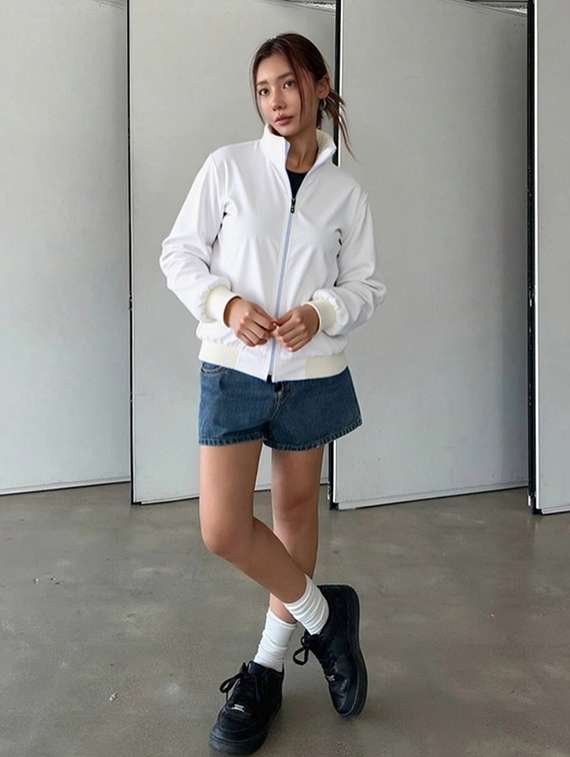 women solid stand collar long sleeve jacket - 22084563 - Zoom Image - 0