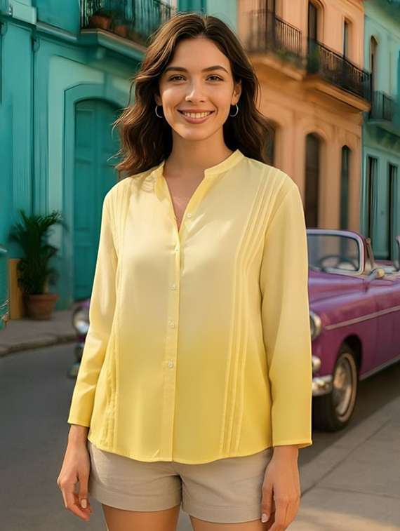 women ombre print mandarin collar regular fit shirt - 22084569 - Zoom Image - 0