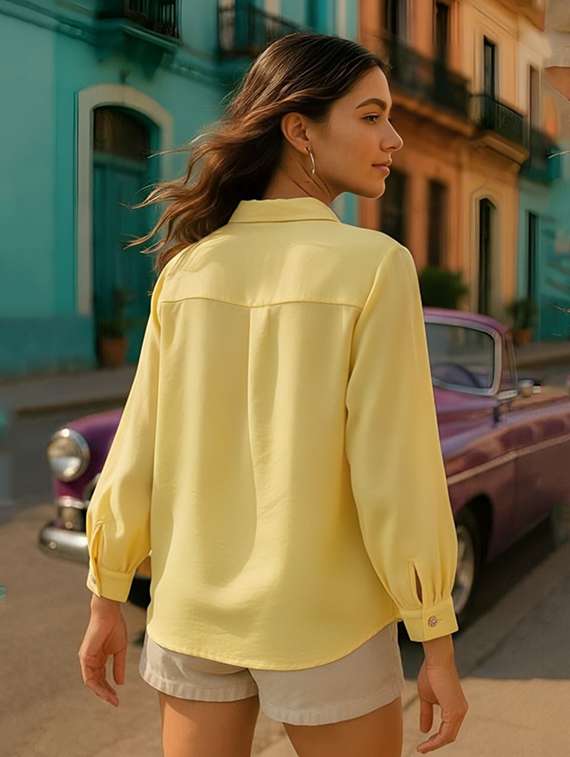 women ombre print mandarin collar regular fit shirt - 22084569 - Standard Image - 2