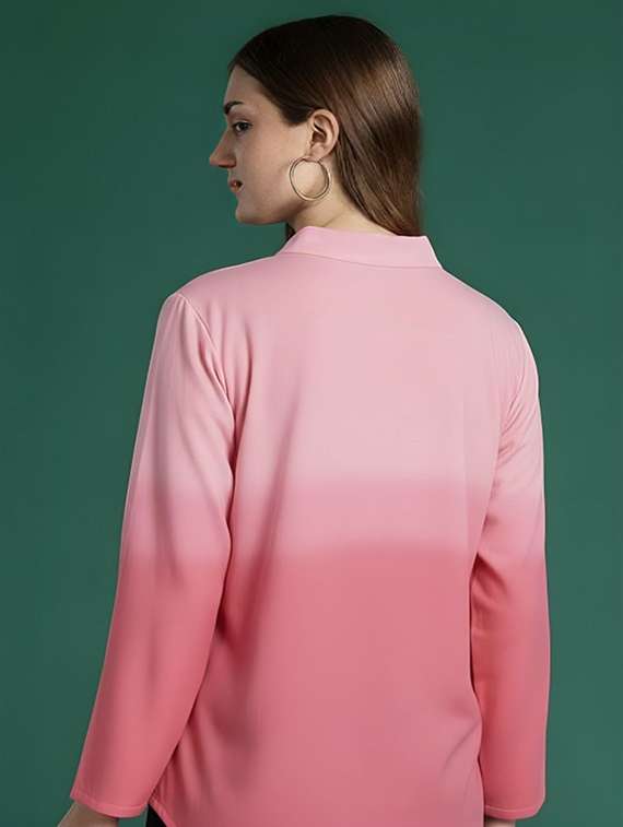 women ombre print mandarin collar regular fit shirt - 22084570 -  Standard Image - 2