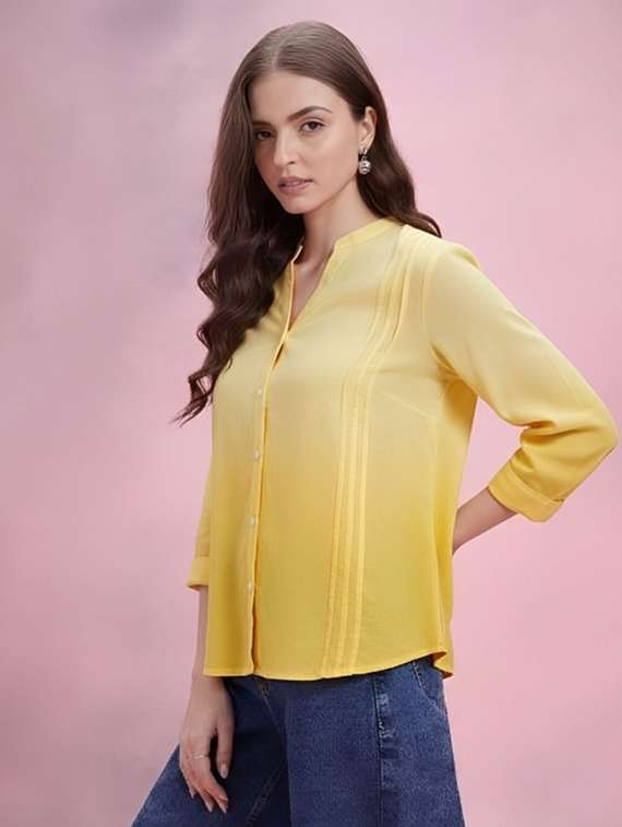 women ombre print mandarin collar regular fit shirt - 22084571 - Zoom Image - 0