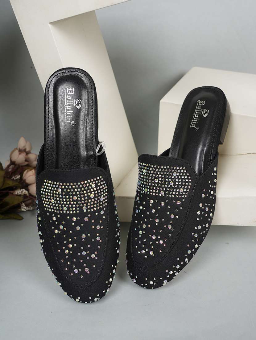 women black embellished slip on mule