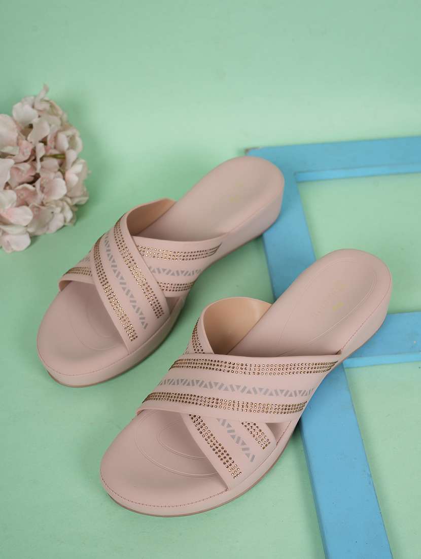 women solid slip on wedges