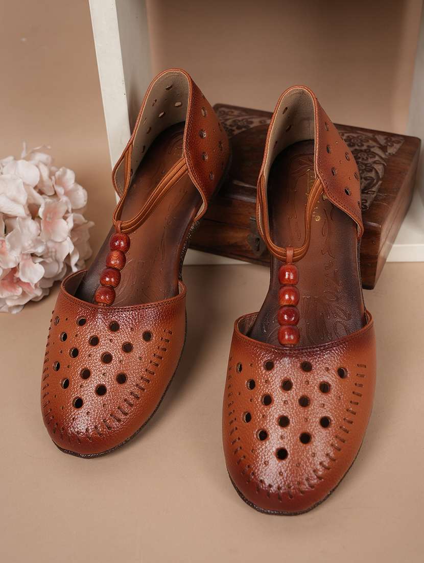 women brown slip on sandal