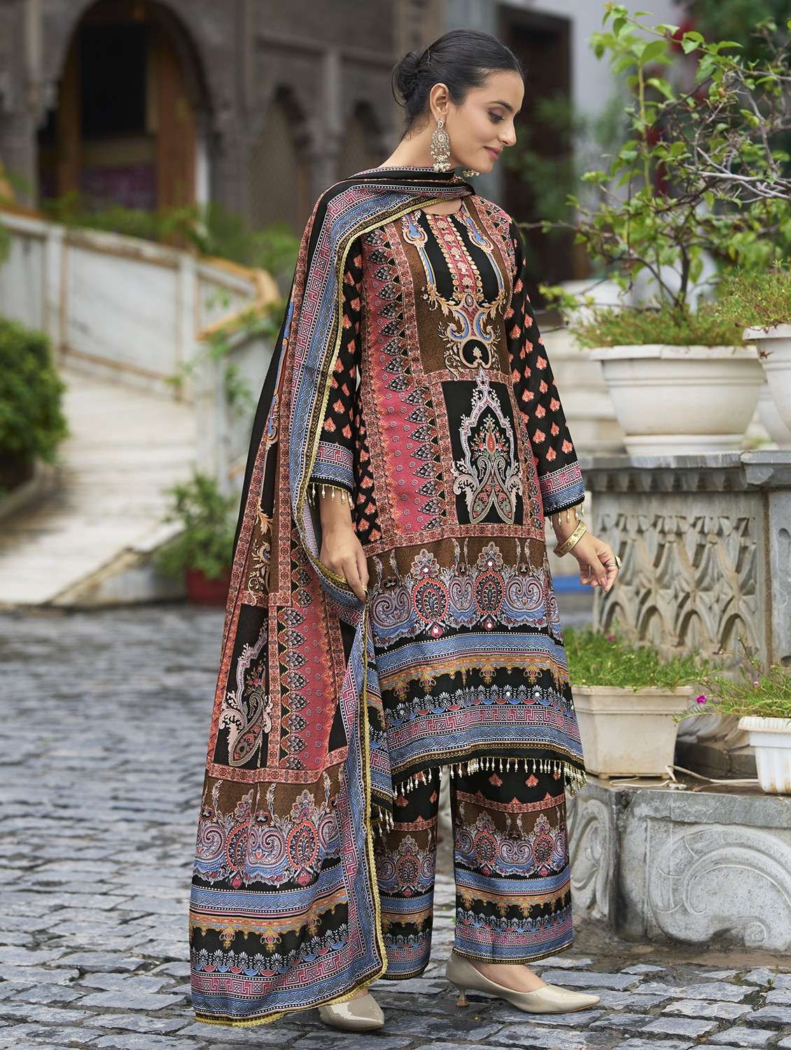 multi colored chiffon suit  set - 22084653 -  Standard Image - 2