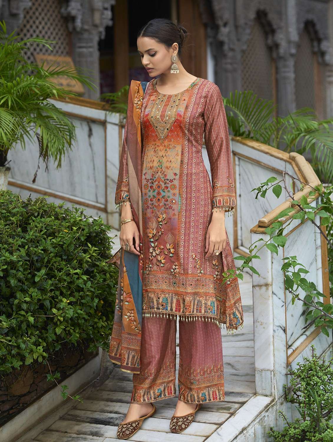 mauve chiffon suit  set - 22084654 -  Standard Image - 2