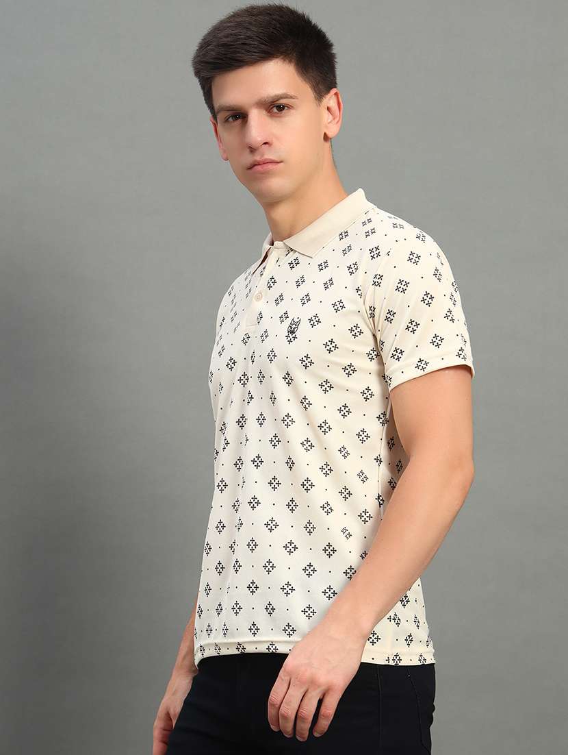 men printed short sleeve regular fit polo t-shirt