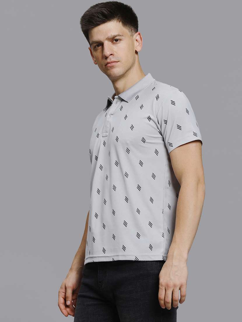 men all over print short sleeve regular fit polo t-shirt