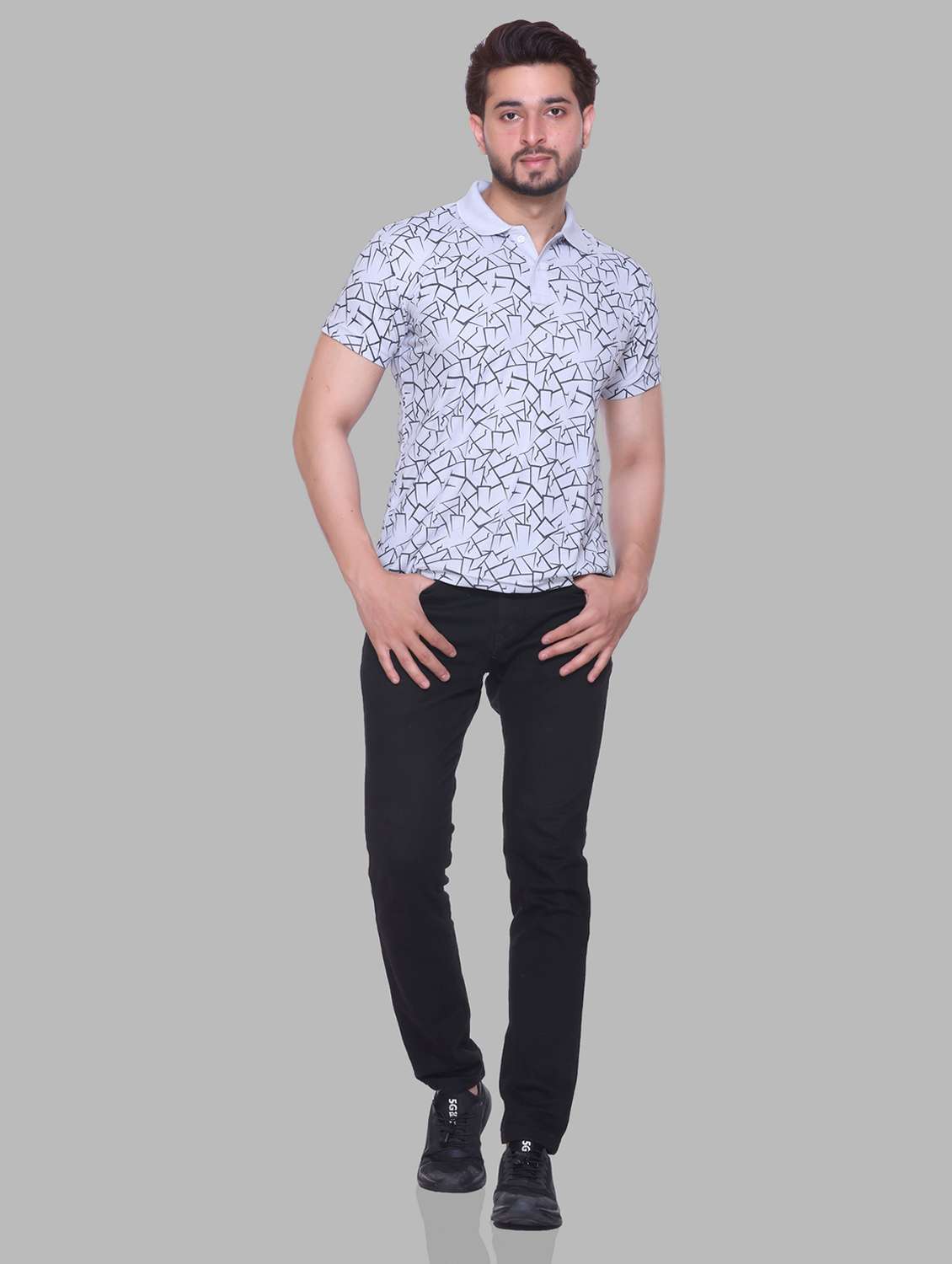 men printed short sleeve regular fit polo t-shirt - 22084717 -  Standard Image - 2