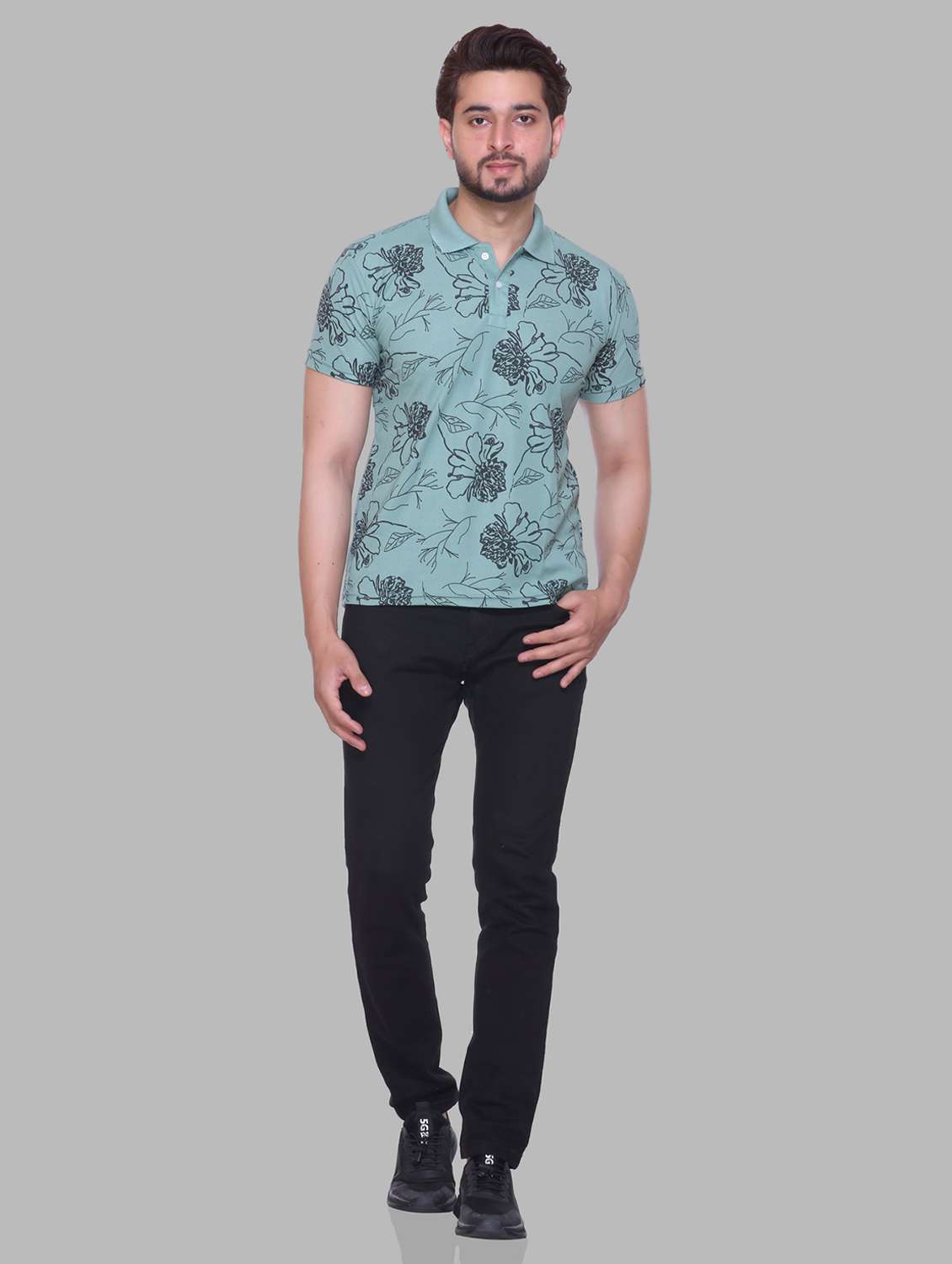 men printed short sleeve regular fit polo t-shirt - 22084718 -  Standard Image - 2