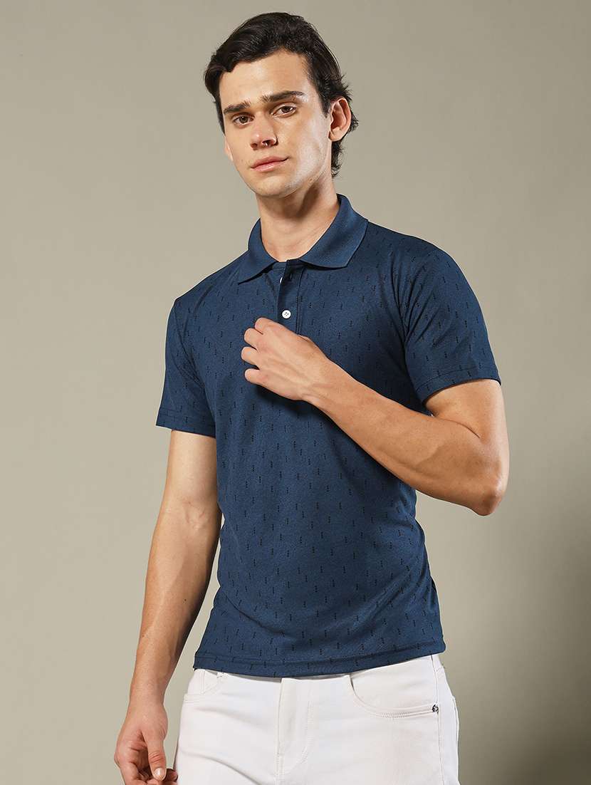 men printed short sleeve regular fit polo t-shirt