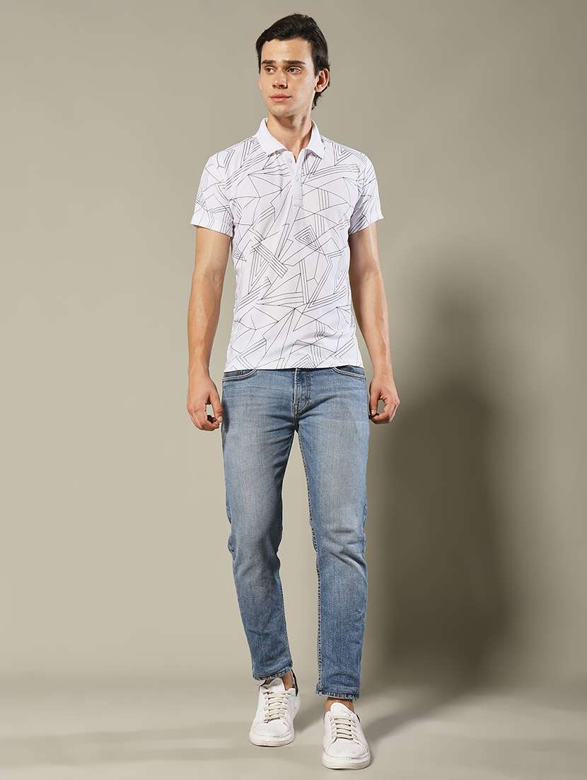 men geometric printed short sleeve regular fit polo t-shirt - 22084721 -  Standard Image - 2