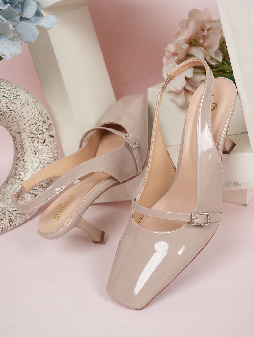 women solid back strap kitten heel sandals - 22084744 - Zoom Image - 0