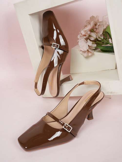 women solid back strap kitten heel sandals - 22084746 - Standard Image - 0