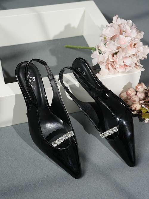 women solid back strap kitten heel sandals - 22084748 - Standard Image - 0