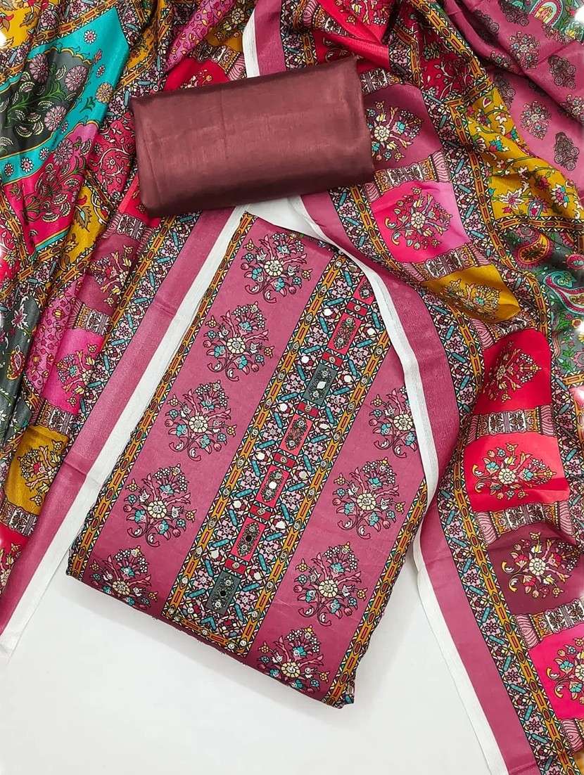 women printed embroidered unstitched suit set - 22084787 -  Standard Image - 2