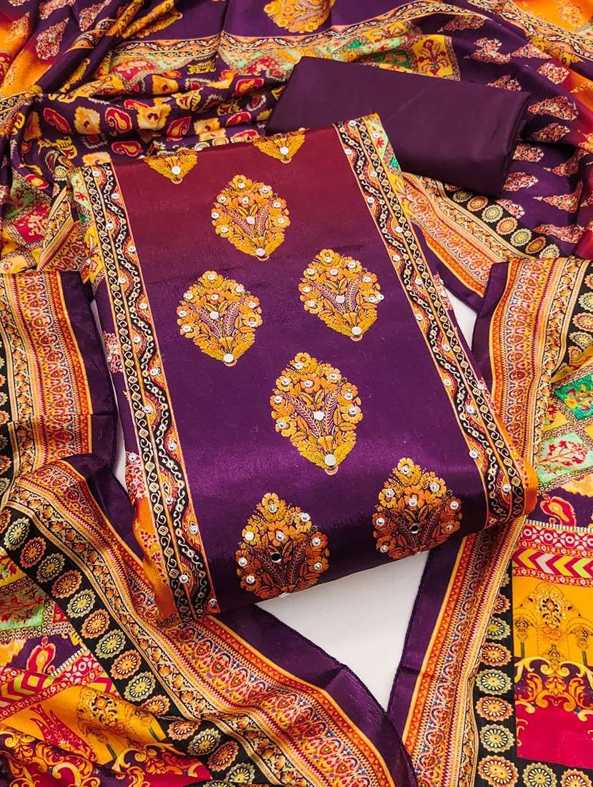 women printed embroidered unstitched suit set - 22084791 -  Standard Image - 2