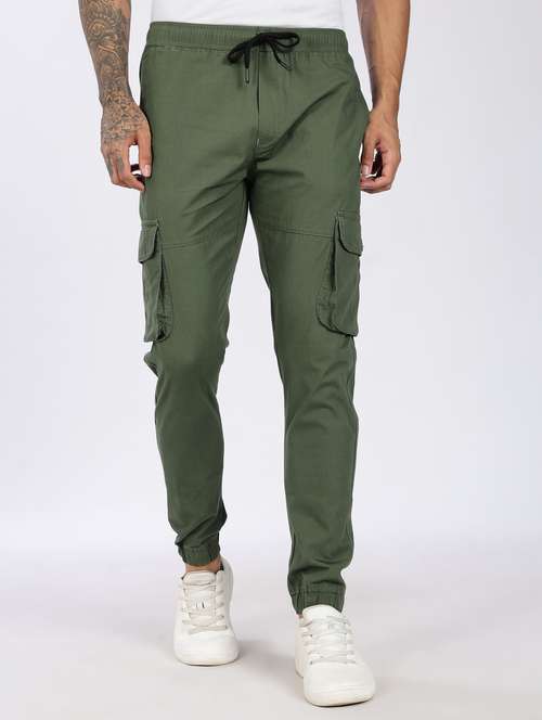 men solid mid rise regular fit jogger - 22084832 -  Standard Image - 0