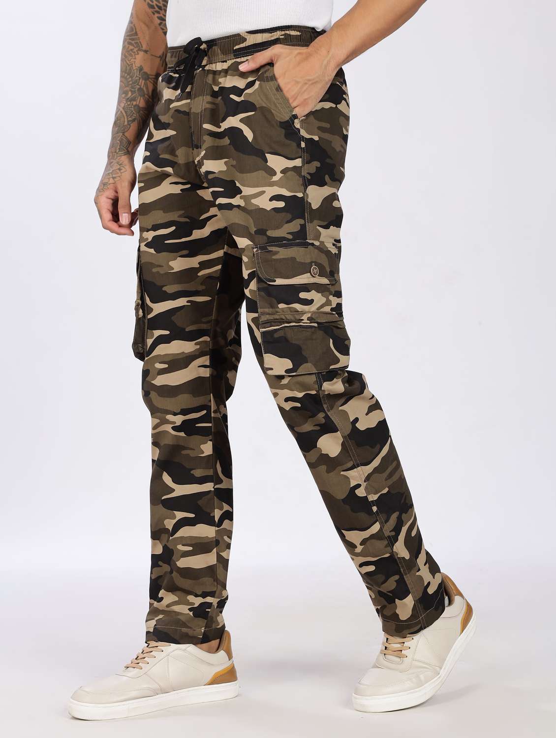 men camouflage mid rise chinos casual trouser - 22085072 -  Standard Image - 2