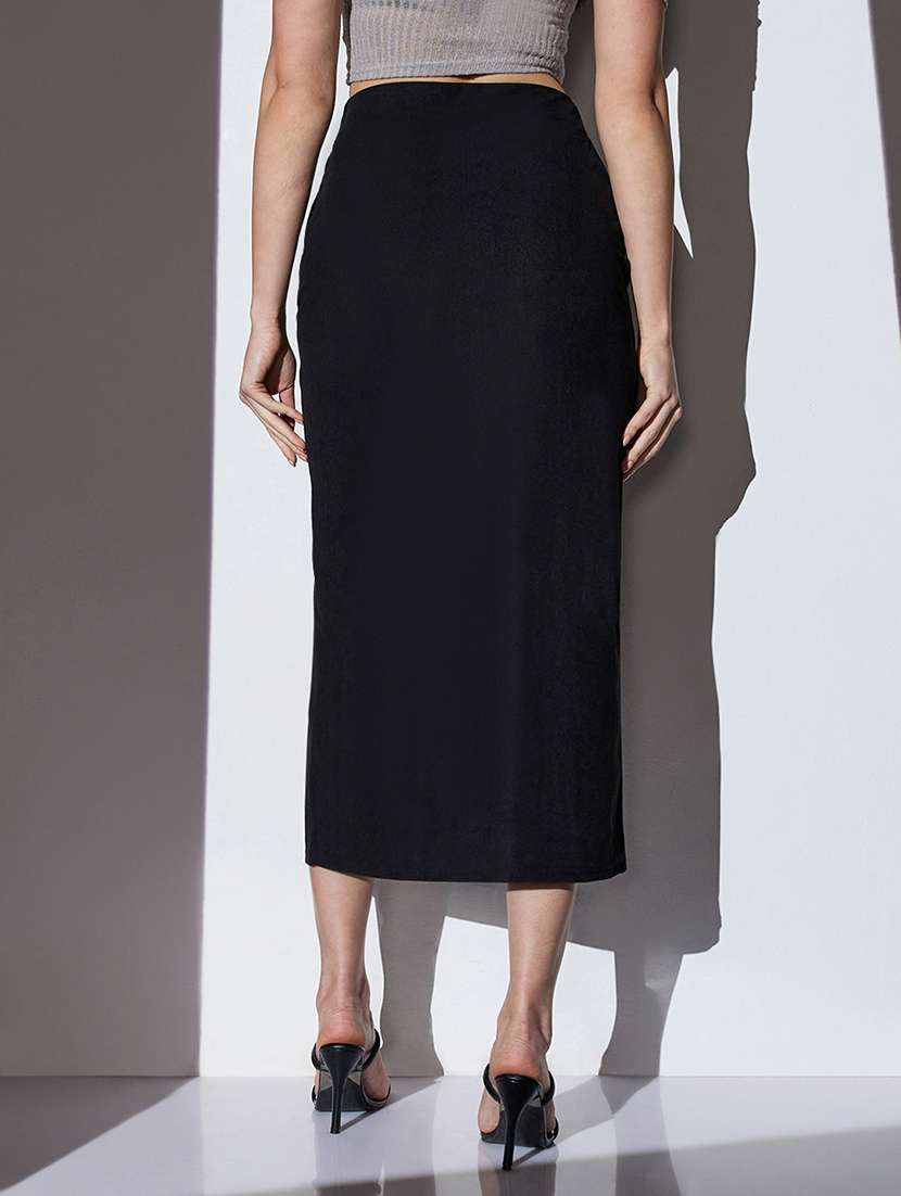 women solid high rise straight skirt - 22085165 - Standard Image - 2