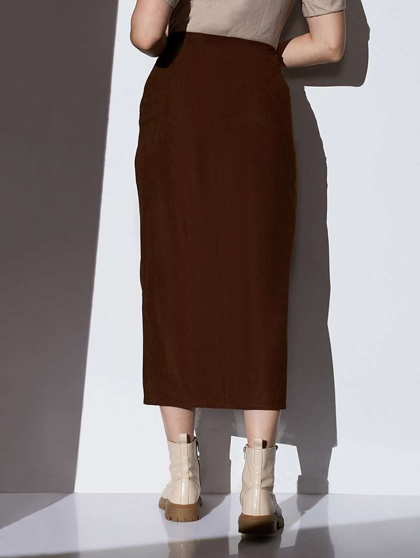 women solid high rise straight skirt - 22085166 - Standard Image - 2